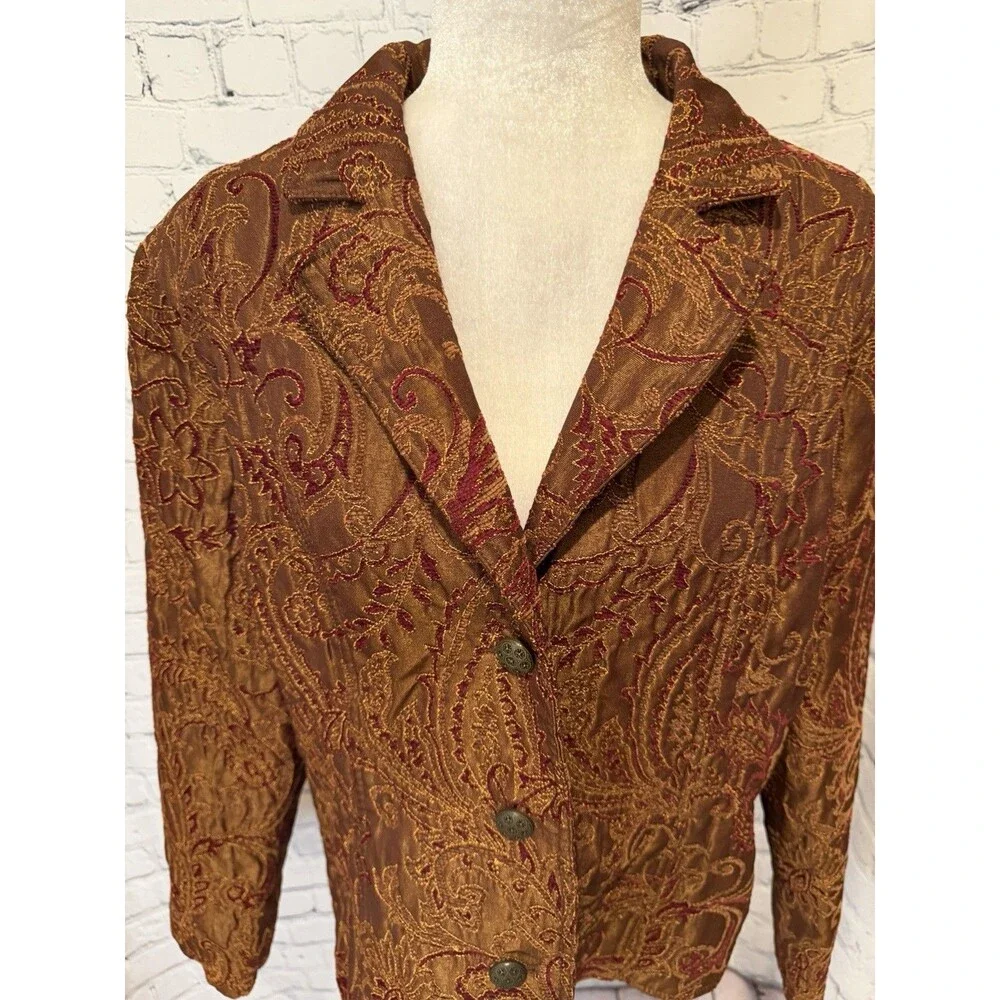 Vintage Brocade Paisley Tapestry Tailored Steampunk Victorian Jacket Blazer XL - Picture 3 of 8